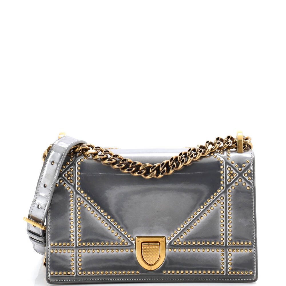 Christian Dior Small Diorama Flap Bag Studded Patent